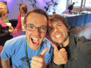 Michael Gebben thumbs up with Rob Lawrence at Alive in Berlin 2014