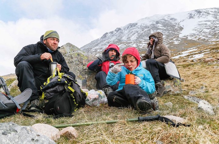The Meek Family enjoying a snack on Ben Nevis Photo credit: Waheed Rasul Khan / The Guardian